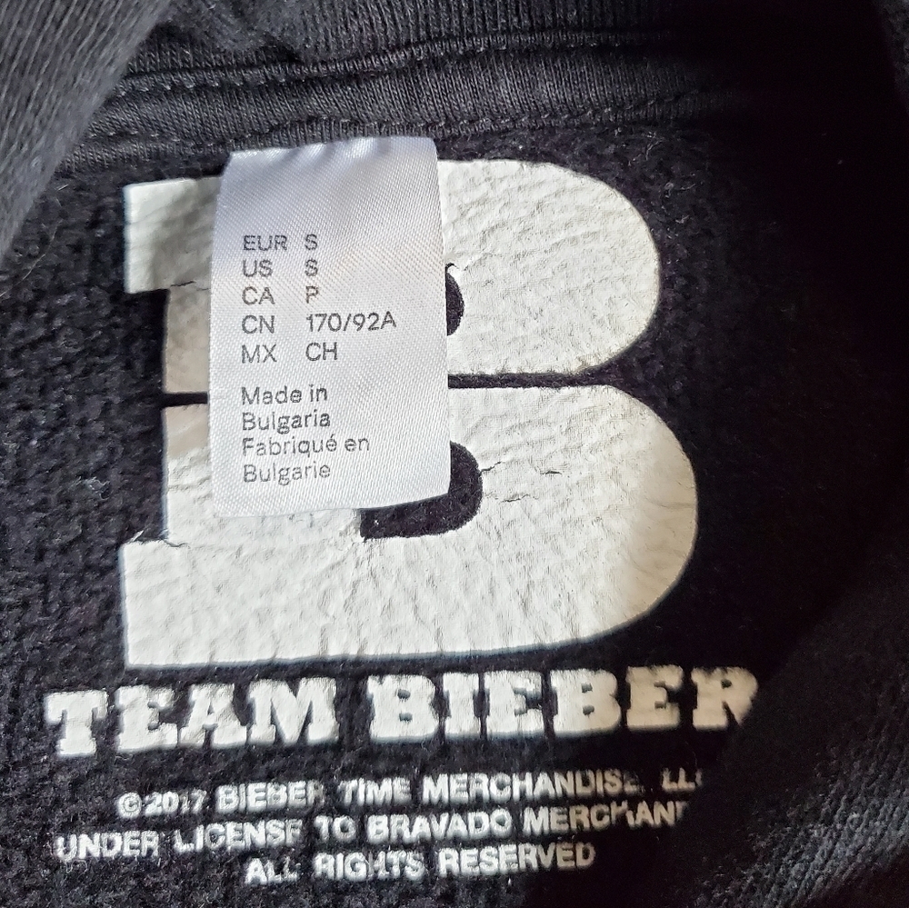 BIEBER TEAM stadium tour 2017 sweatshirt hoodie S - Picture 6 of 7